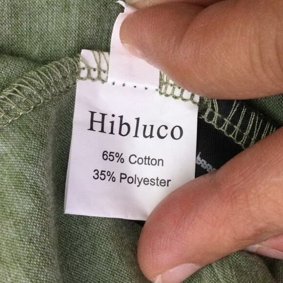 Hibluco Round Neck Flared Short Sleeve Soft Tiered Babydoll Green Tunic Top Sz L - Picture 7 of 9